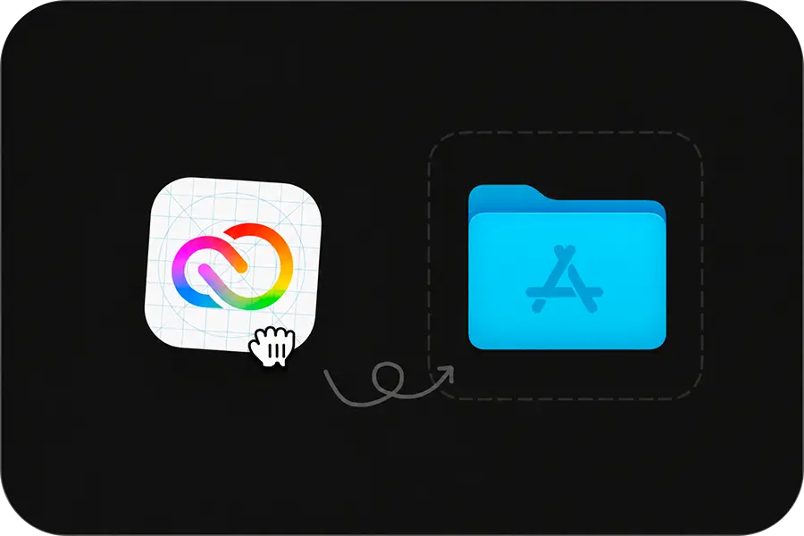 El icono de Adobe Downloader arrastrándose a la carpeta Aplicaciones